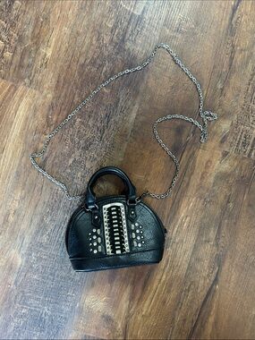 American Bling Black Studded Mini Crossbody Bag with Chain Strap
